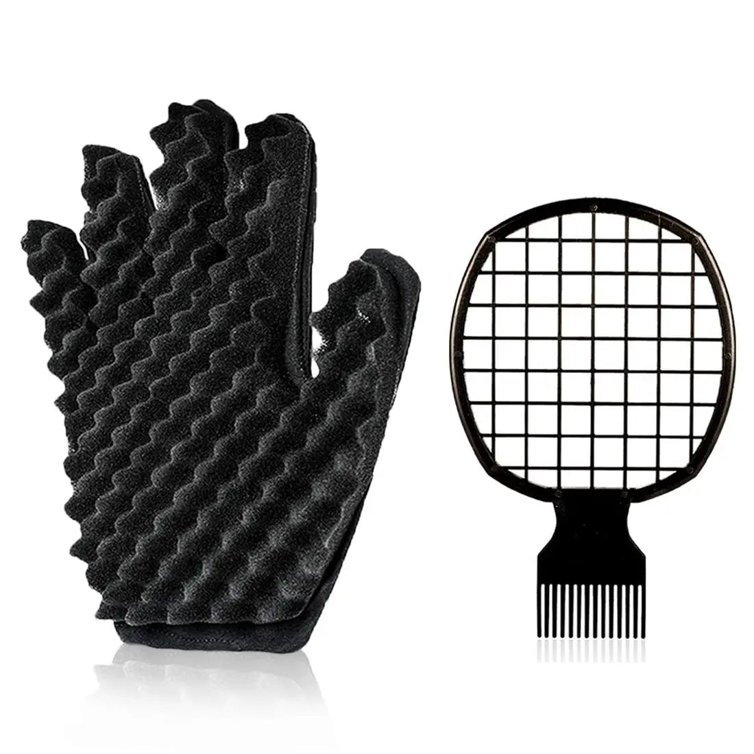 Heatless Curling Sponge Glove with Twist Comb - Heatless Curls DIY Hairstyler for Curly Hair, Unisex Haircare Accessory, Professional Beauty & Personal Care Hair Styling Tool