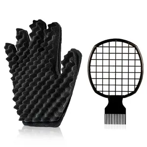 Curling Sponge Glove with Twist Comb for Natural Curls - Unisex Hair Styling Accessory (Beauty & Personal Care Hair Styling Tool)
