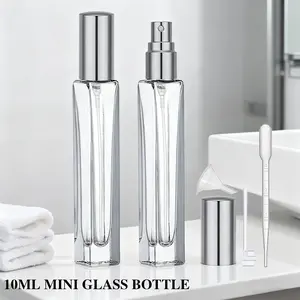 2 Pack 10ML Glass Spray Bottles with Dropper, Funnel & Filler, Refillable Design Leak-Proof Travel Perfume Sprays, Toiletries Containers, Refillable Reservoir
