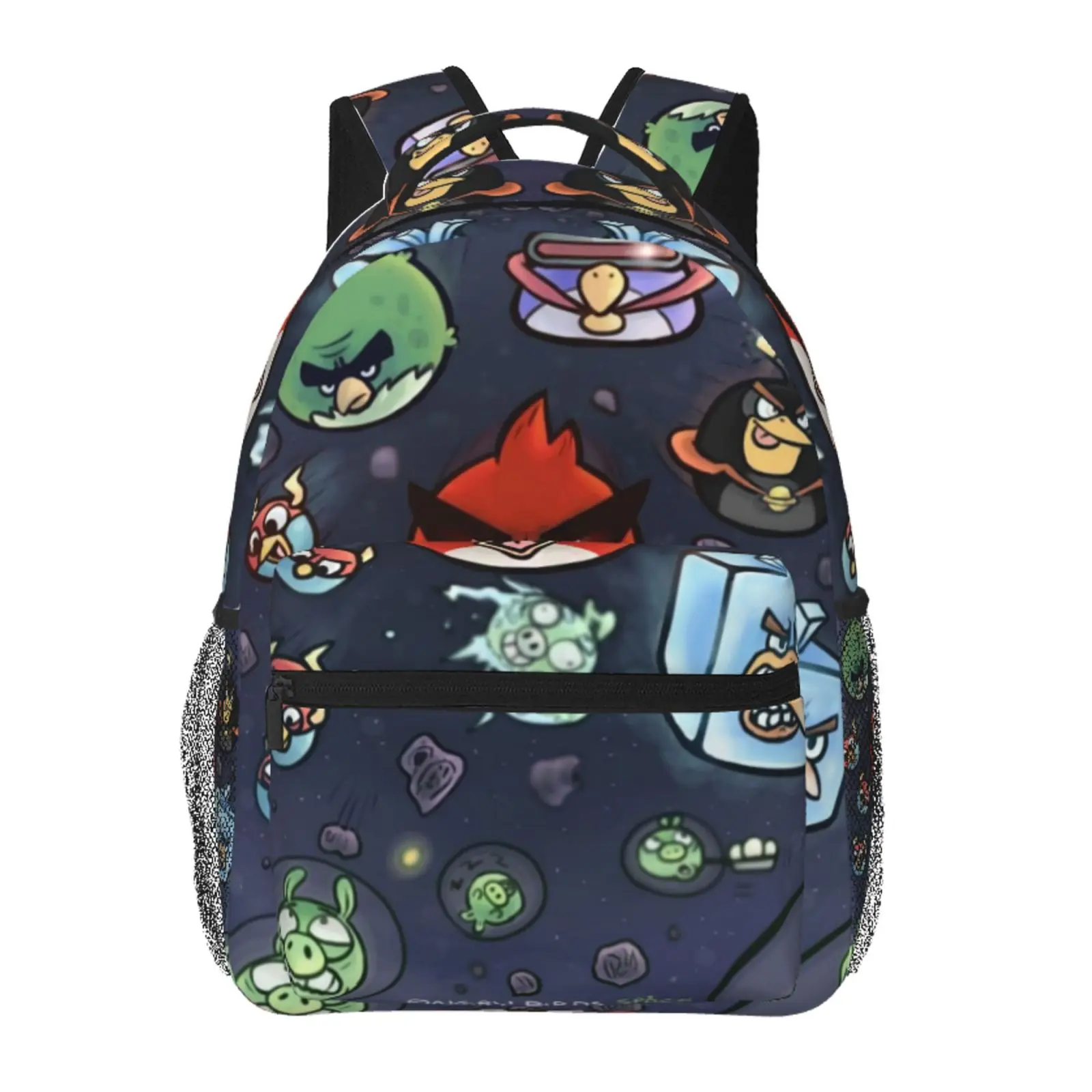 Angry Birds Vertical All-Over Print Backpack Large Capacity Angry Birds Vertical Outdoor Daypack for Hiking Field Trips Daily Commute, Cartoon Casual Angry Birds Vertical Merch Laptop School Bag for Teens Adults & Gift Giving