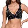 Women's Wireless Jelly Polka Dot Deep V Neck Bralette - Seamless Opaque Lingerie, Slight-Push Up, Breathable Fabric, Lightweight Second Skin Fit T-Shirt Bra, 1-Piece, Hook and Eye Back Closure, for Everyday Wear & Going Out, Black