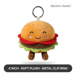 Cute Burger Plush Keychain Mini Food Bag Charm Aesthetic Gift
