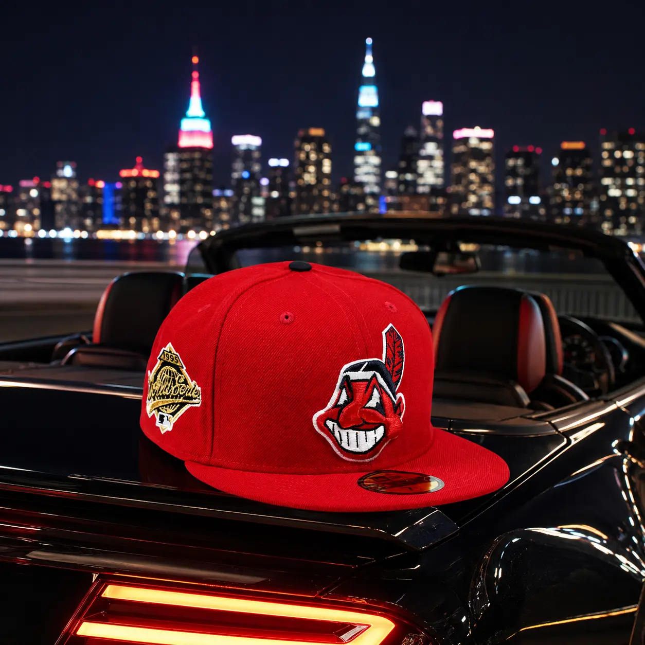 Cleveland Indians Cooperstown Collection New Era 59FIFTY Fitted Hat – Red Flat Brim Baseball Cap for Collectors