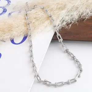 Stainless Steel Paperclip Chain Necklace – Minimalist Oval Links with Delicate Beads, Modern Jewelry for Women, Great for Layering