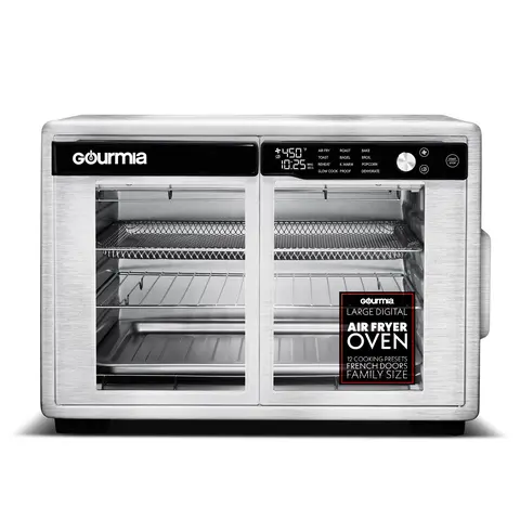 Gourmia 37 Qt Kitchen Convection Toaster Oven Air Fryer Combo with 12 Cooking Presets, FryForce 360° Tech, Dehydrator Function, 13" Pizza Capacity & French Doors (Countertop Digital Model)
