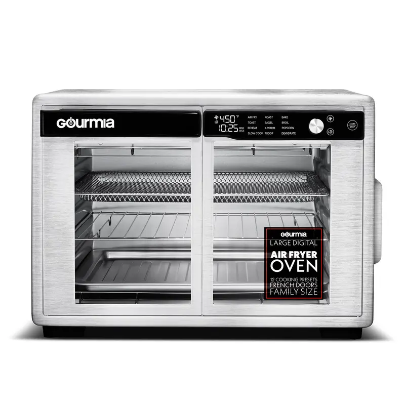 Gourmia 37 Qt Kitchen Convection Toaster Oven Air Fryer Combo with 12 Cooking Presets, FryForce 360° Tech, Dehydrator Function, 13" Pizza Capacity & French Doors (Countertop Digital Model)