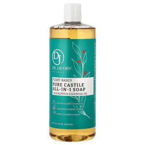 Dr. Jacobs Naturals Plant-Based Pure Castile All-In-1 Soap, Eucalyptus Essential Oil, 32 oz (946 ml)