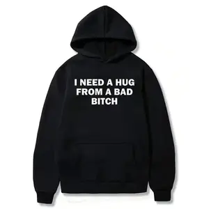 ToolHeaven Funny meme hoodie, I need a badass hug, unisex gift hoodie, soft fabric, hoodie with funny letter print