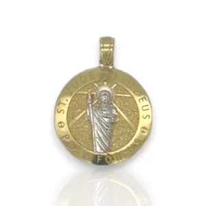 Saint Jude Two Tone Pendant - 10K Yellow Gold