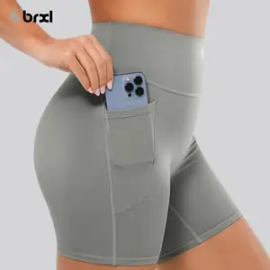 BRXL Women's Workout 5" Biker Shorts with Pockets High Waist Buttery Soft Athletic Gym Running Yoga Shorts with Pockets