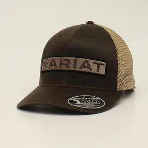 A300014302 Ariat Mens Snap Back FLEX FIT 110 Long Logo Brown Cap