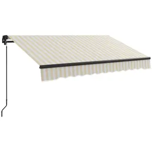 Outsunny 8' x 6.5' Retractable Awning, Patio Awning Sunshade Shelter with Manual Crank Handle, 280gsm UV Resistant Fabric and Aluminum Frame for Deck, Balcony, Yard, Beige