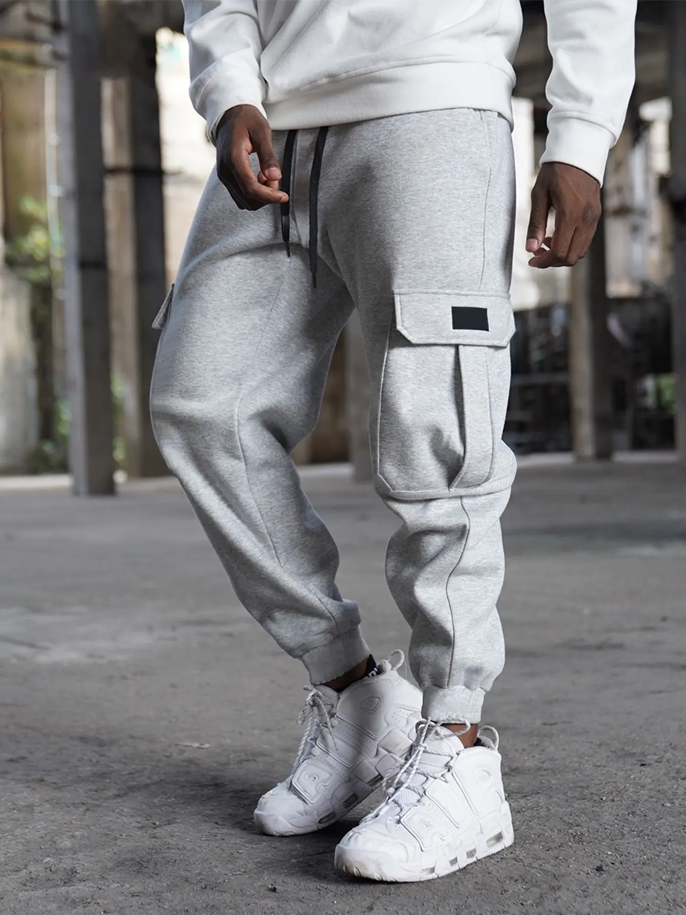 Men's Comfortable Fitted Workwear Pants with Pockets and Drawstring Waist, Casual Daily Wear, Suitable for Outdoor Activities, Travel, Social Gatherings