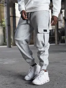 Men's Comfortable Workwear Pants with Pockets and Drawstring Waist, Casual Daily Wear, Suitable for Outdoor Activities, Travel, Social Gatherings