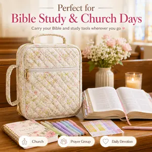 Christian Gifts for Women, Floral Bible Cover Bag Set with Bible Tabs, Highlighters & Gel Pens, Cute Bible Study Organizer for Church, Prayer, Mom & Friends