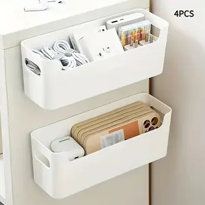 4 PC No-Drill Wall-Mounted Storage Boxes, Multi-Scene Underwear Socks Organizer, Thick Plastic Durable Material, Home Essential, Durable Plastic Organizers