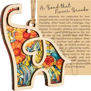 Best Friend Friendship Elephant Ornament, Elephant Gift for Women, Unique Galentines Gifts for Friends, Birthday Valentines Day Gifts for Friends (Yellow)