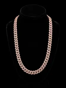 12MM Rose Gold Cuban Link Chain 14K Plated Iced Out CZ Brass Hip Hop Necklace