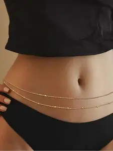 Elegant Stainless Steel Waist Chain, Adjustable Length Fashion Accessory, Versatile Casual Holiday Wear