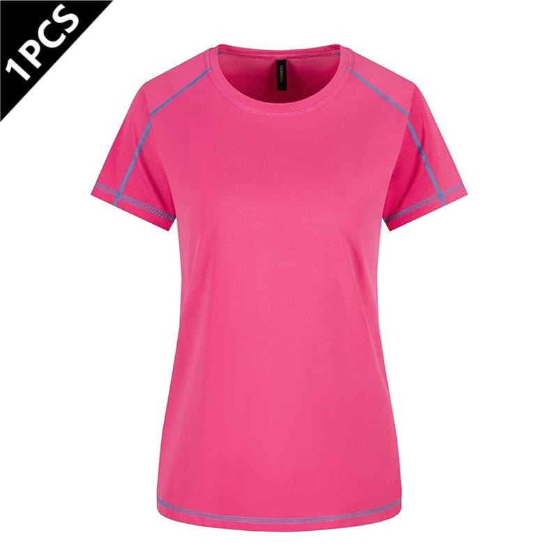Targeted development five-pack summer women’s quick-dry sports T-shirts featuring contrasting quick-dry designs, short sleeves, elastic breathable fabric, crew neck—ideal for jogging, workouts, fitness, and yoga.