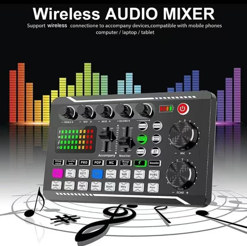 Facmogu F998 Live Sound Card Audio Mixer, Podcast Audio Interface with DJ Mixer Effects, Voice Changer with Sound Effects for PS4 PS5 Karaoke Tiktok YouTube Live Streaming Record Gaming