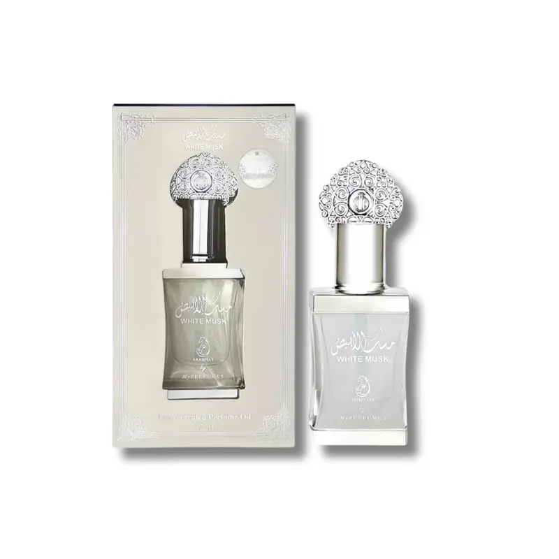 Arabiyat White Musk Concentrated Unisex Arabic Perfume Oil - 0.4oz Oil-Based Arabian EDP, Long-Lasting Elegant Alluring Floral Musky Fragrance with Jasmine, Rose, Aromatic Woody Cedar, Powdery Notes, Single Item