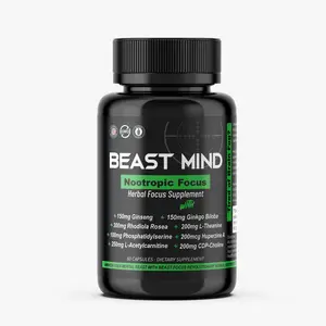 Focus Clarity Nootropic Blend | Ginkgo Biloba | Huperzine A | Rhodiola | Citicoline | L-Theanine | Enhanced Focus & Clarity & Cognitive Function by Beast Mind Labs