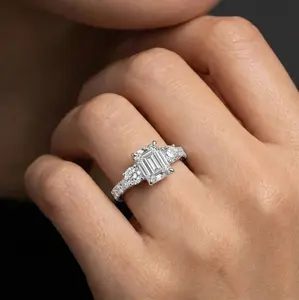 Classic Square Cubic Zirconia Ring, 14K, Wedding Accessories, Women's Jewelry, Men's Jewelry