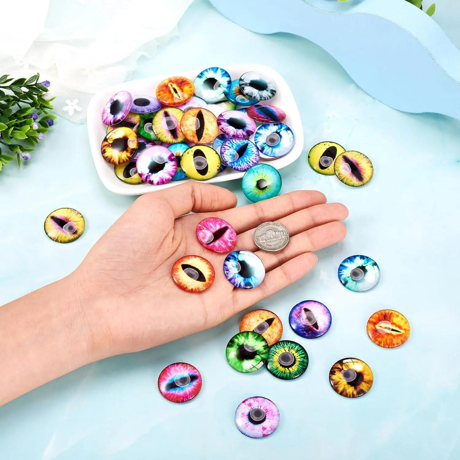 Beadthoven 90pcs 25mm Mixed Style Round Glass Dragon Eye Gem Cover Cabochon for Dome Jewelry Finding Cameo Pendent Doll Making Beadthoven 90pcs 25mm Mixed Style Round Glass Dragon Eye Gem Cover Cabochon for Dome Jewelry Finding Cameo Pendent Doll Making