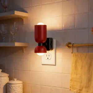 DORESSHOP Red Dopamine Mood Night Light, Night Lights Plug into Wall, Uplifting Glow for Bedroom & Kids, Dusk to Dawn Dimmable Nightlight, Modern Metal Red Nightlight