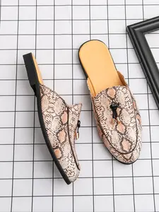 Men's Fashion Mules Slip-On Slippers, Casual Versatile Daily Wear, PU Leather, Rubber Sole, All Seasons, Plain Pattern, Shoes Mules