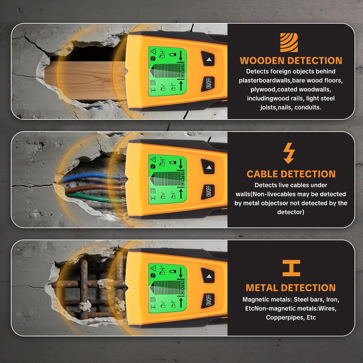 SEESE Digital Stud Finder Wall Scanner – 3 Modes Wood/Metal/Live Wire Detector with Backlit LCD & Center Finding