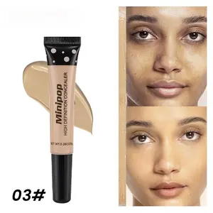 MINIPOP 8-Color Korean Compact Cream Concealer Foundation Set, Sensitive Skin-Safe, Blendable Correcting Formula for Blemish & Dark Circle Coverage, Nourishing Flawless Finish, Non-Dry Highlighter & Contour (Acne-Friendly)
