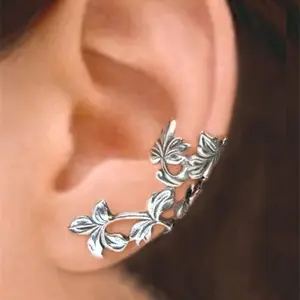 2pcs Vintage Ear Clips Leaves Ear Cuffs Earrings Non-Piercing Ear Jewelry Hollow Flower & Leaf Shape Ear Jewelry High Quality Earrings