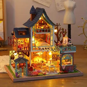3D Puzzle Assembled Building Model, Wooden Dollhouse Kit, Miniature Diy Cabin Handmade Room Toy, Crafts Birthday Valentine's Day Gift
