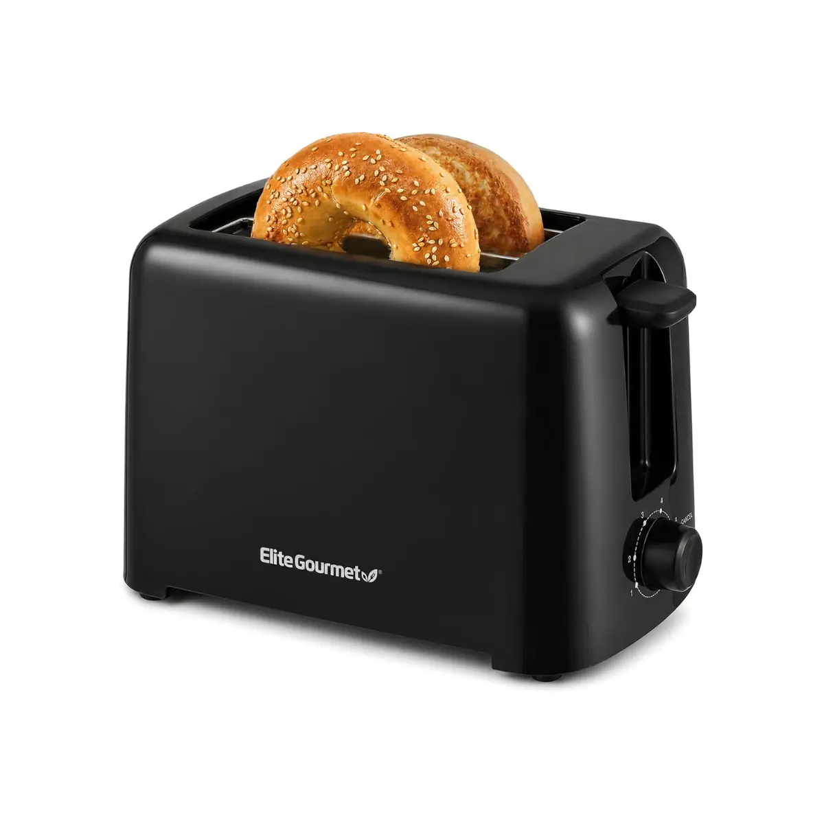 Elite Gourmet 2-Slice Cool-Touch Toaster, Black - 1.25" Extra-Wide Slots, 6 Browning Levels, Bagel & Thick Bread Compatible, Cancel Function, Compact, ETL Certified