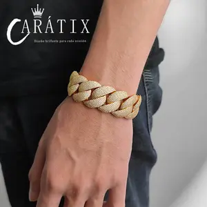 24mm Bubble Cuban Bracelet – Full Synthetic Moissanite Iced Out Hip Hop Jewelry