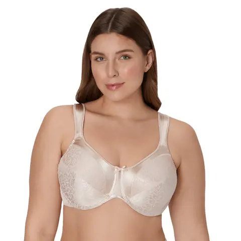 Bali Satin Tracings Underwire Minimizer Bra - Smooth Jacquard Print, Non-Stretch Straps, Cushion-Tipped Wire, Slim Fit, Women's Clothing