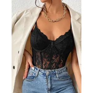 Allurite Lace Bustier Cami Bodysuit Tops Fit