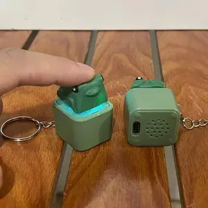 Funny Frog Duck Keychain Rechargeable Keyboard Clicker Sound Keyring With LED Light For Stress Relief