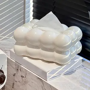 Creative Cute Marshmallow Tissue Box, Tissue Holder, 1 Count Desktop Tissue Storage Box, Home Organizer for Living Room & Bedroom & Kitchen