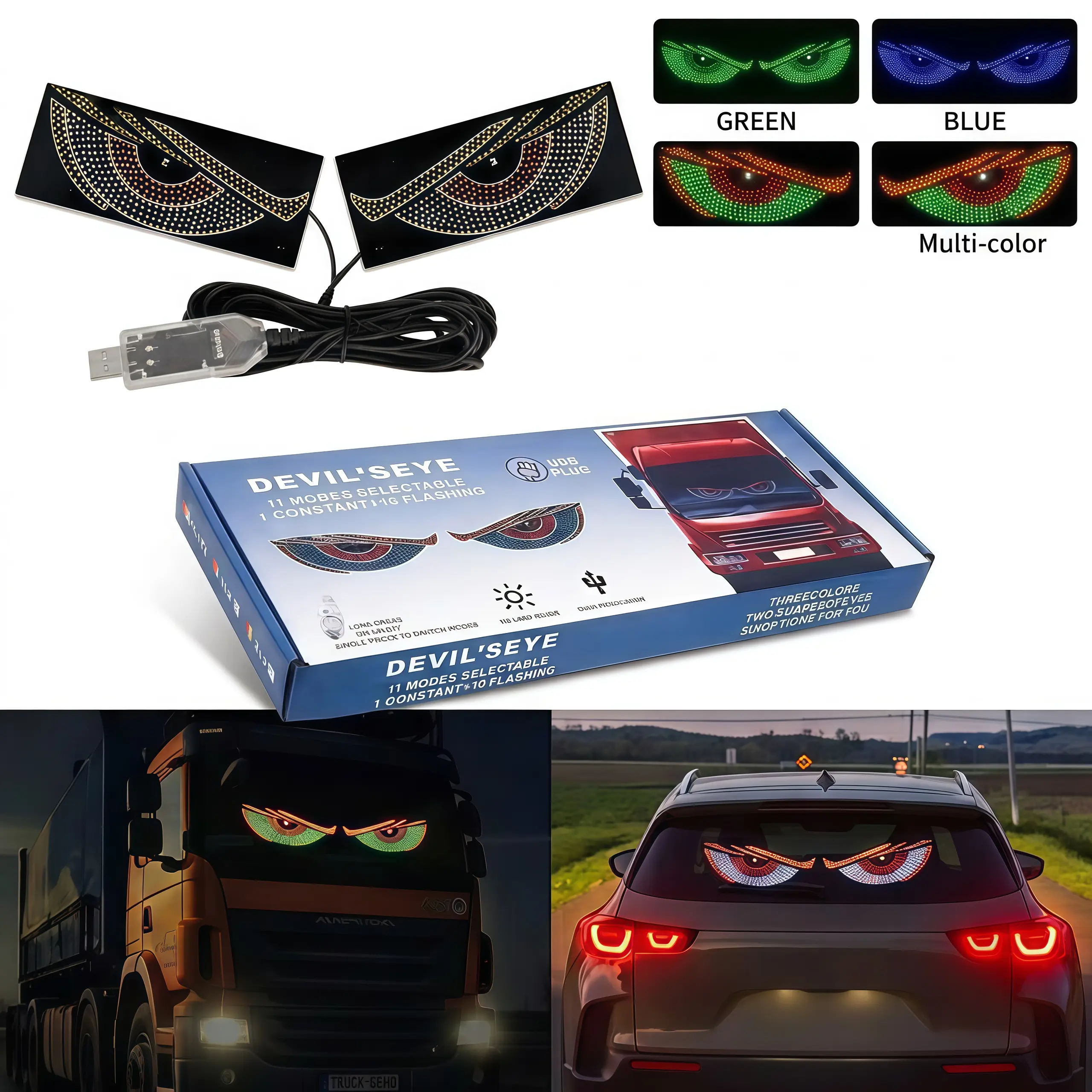 Car LED Devil Eye Decorative Light(2026),1 Count Car Rear Tail Light, Car Decorative Light,Universal Car Exterior Decoration Accessories,Father's Day Gifts,  Car Rear Tail Light, Car Decorative Light, Universal Car Exterior Decoration Accessories
