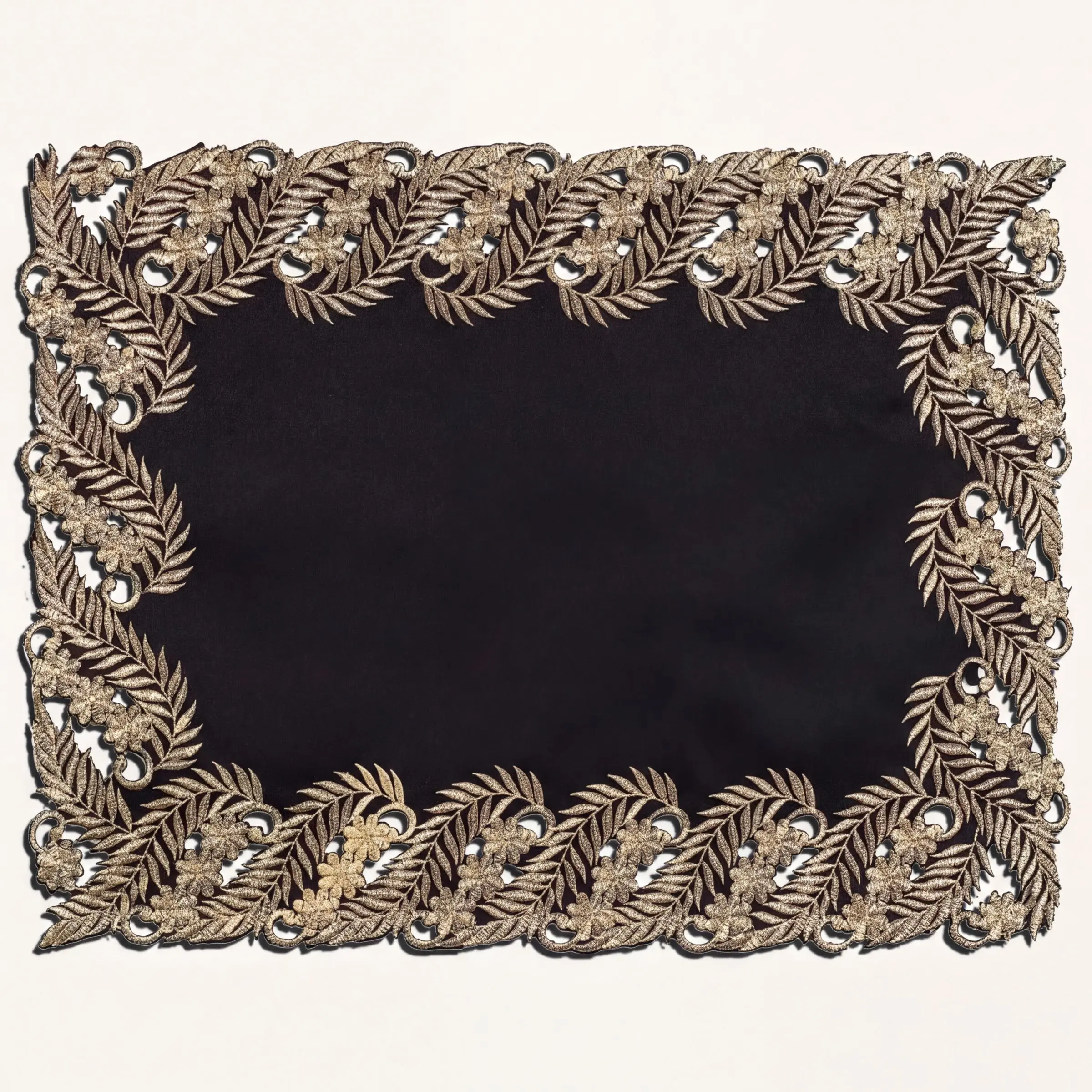 Black Gold Placemats – Rustic Embroidered Table Mats for Dining Protection
