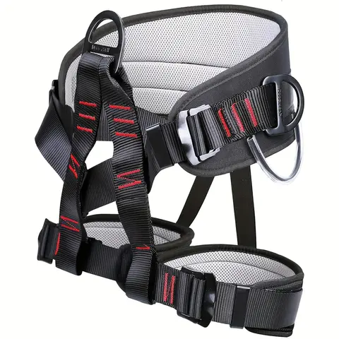 THOEDPRIX ANSI & ASTM F1772-17 Certified Adult Half-Body Climbing Safety Harness, Sports Equipment with Thick Waist Protection, 2 Heavy-Duty Gear Hooks, Adjustable Straps, Polyester Fiber, 2.2 lbs, 300 kg Load, 70–130 Cm Fit for Rock Climbing, Maintenance