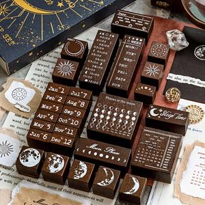 wooden calendar stamp set, 29pcs/set multifunctional diy scrapbooking stamp, diy scrapbooking & stamping supplies for home school office, crafts