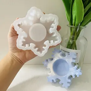 Christmas Tree Candle Holder Cement Mold DIY Home Decor Snowflake Candle Holder Silicone Mold Christmas Epoxy Resin Clay Candle Holder Mold