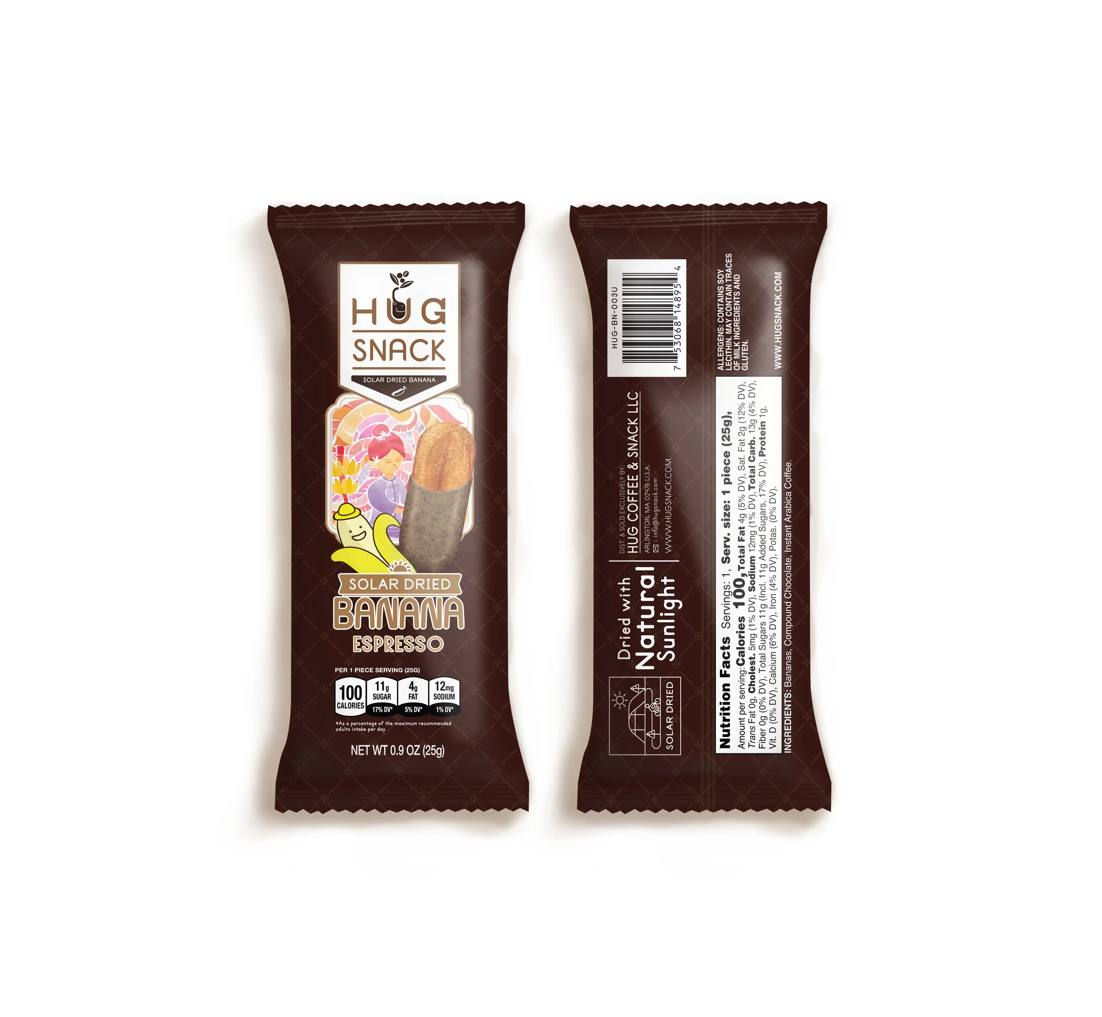 Hug Banana Snack-Sun Dried -Espresso Coated