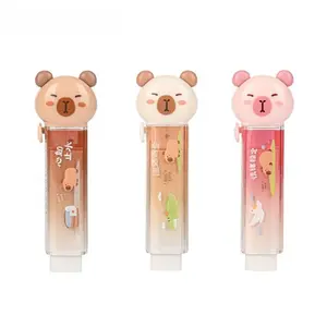 3 pcs Fun Capybara Cartoon Push-pull Design Eraser for Pencil Cute Erasers School Office Supplies Gift Stationery