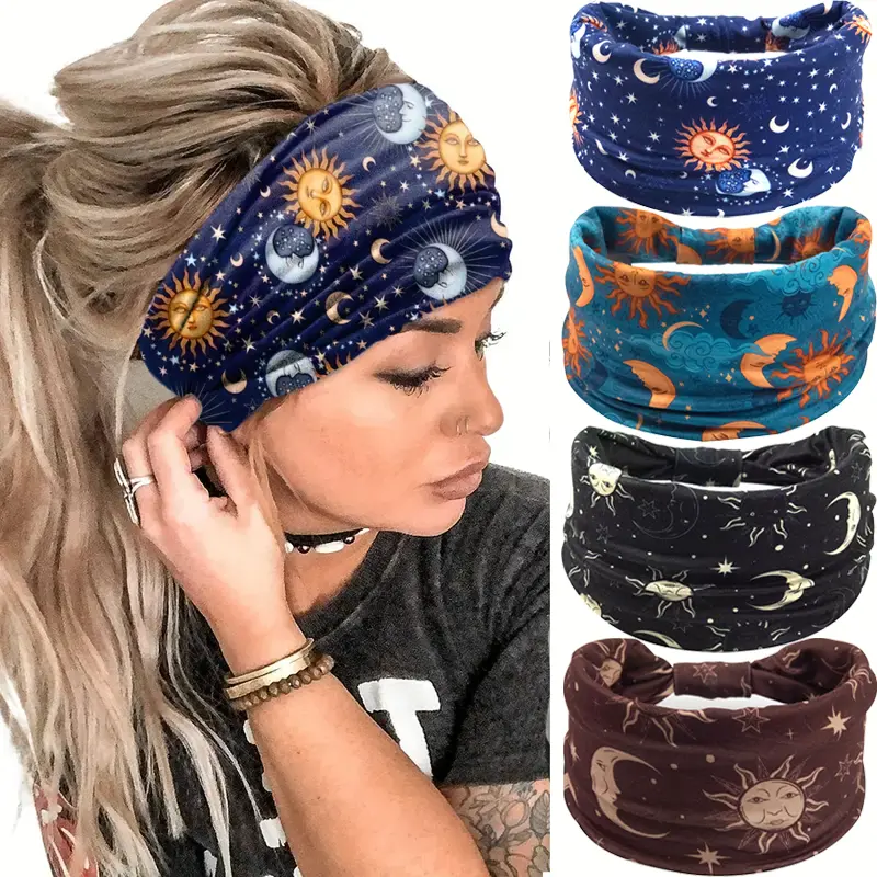 4 Pack gym wrap Headbands For Women, non-slip comfortable  display picture 1