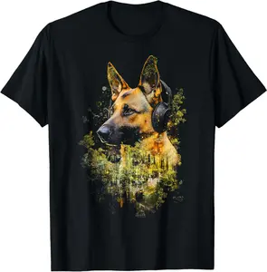 Belgian Malinois Dog Music Headphone Belgian Malinois T-Shirt